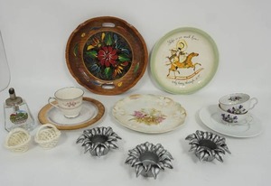 lot 61 image: Three Silver Candle Holders-Tea Cups With Saucers & Three Collectible Plates--Life Is So Much Fun...Why Hurry Through It--Holly Hobbie Collectible Edition