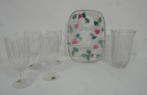 lot 65 image: Mikasa Crystal Wine Glasses - Flower Vase - Divided Relish Tray...