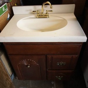 lot 217 image: Home Furnishings...Two Piece Bathroom Vanity and Sink...