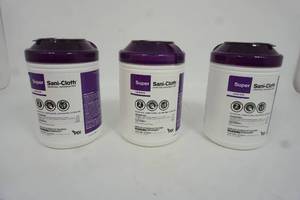lot 142 image: (3) Containers Super Sani-Cloth Germicidal Disposable Wipes...