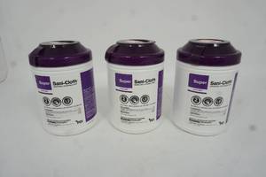 lot 144 image: (3) Containers Super Sani-Cloth Germicidal Disposable Wipes...