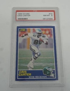 lot 190 image: 1989 Score Chris Carter Wide Receiver For The Philadelphia Eagles   80  WR  Card