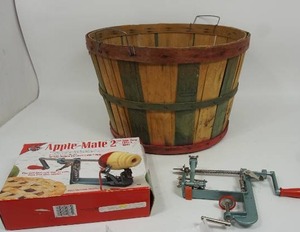 lot 230 image: Apple PeelerCorer and Bushel Basket...