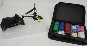 lot 237 image: Games & Toys...Poker Set in Case and Sky Rover Stalker Helicopter Copter Heli Chopper Remote Control