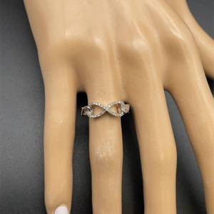 Diamond Pave Infinity Symbol Open Chain Link Style Ring in White Gold Retail $1695
