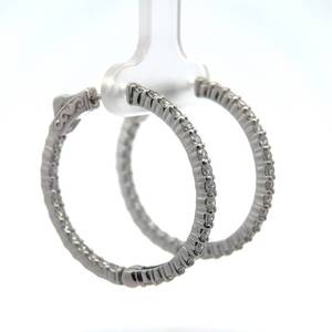 2.35 Carat Diamond Inside-Out Endless Round Hoop Earrings in 14k White Gold Retail $4750 VIDEO