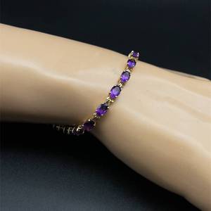 Vibrant Purple Oval Amethyst Fancy Hinge Link Tennis Bracelet in 14k Yellow Gold Retail $1,950