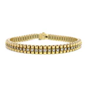 2 Carat Diamond Tubular Vintage Style Watch Link Tennis Bracelet in 14k Yellow Gold Retail $6250 VIDEO