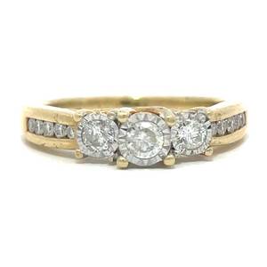 Diamond Three-Stone Miracle Illusion Channel Ring in Two-Tone White & Yellow Gold Retail $1,595