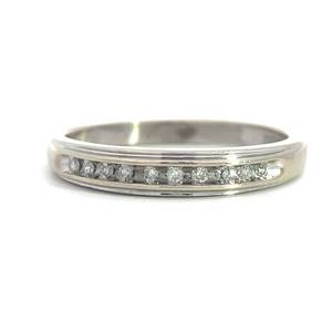 Diamond Channel Band Keepsake Beveled Ring in 14k White Gold Retail $1800