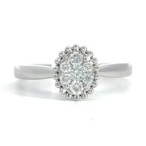 New BIG LOOK 0.25 Carat Diamond Oval Cluster Beaded Halo Ring in 14k White Gold Retail $1,995 VIDEO