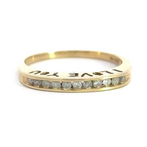 Diamond Channel I LOVE YOU Square Top Slim Raised Profile Ring in 14k Yellow Gold Retail $1650
