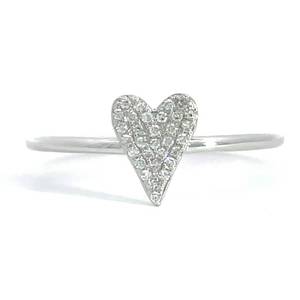 New Glittering Diamond Pave Heart Ring in 14k White Gold Retail $1,656 VIDEO