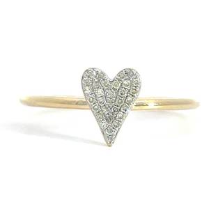 New Sparkling Pave Diamond Heart Ring in 14k Yellow Gold Retail $1,656 VIDEO
