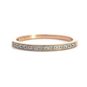 Diamond Channel Stacking Ring in 14k Two-Tone Rose &amp White Gold Retail $1550