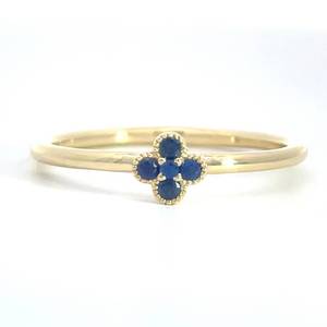 New Designer Inspired Natural Blue Sapphire Four-Stone Petite Floral Ring in 14k Yellow Gold Retail $1,499