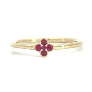 New Petite & Dainty Natural Ruby Flower Cluster Designer-Inspired Ring in 14k Yellow Gold Retail $1,499