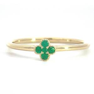 New Natural Emerald Petite Flower Cluster Designer-Inspired Ring in 14k Yellow Gold Retail $1,499