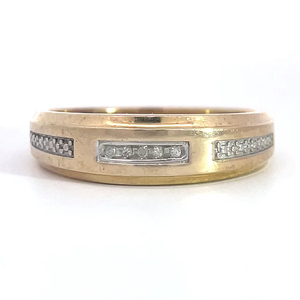 Mens Diamond Keepsake Three Panel Channel Band in Yellow Gold