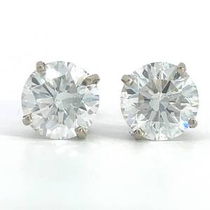 NEW 4.18 Carat F-COLOR Diamond Round Brilliant Cut Classic Solitaire Stud Earrings in 14k White Gold w IGI Certification Retail $7880 VIDEO