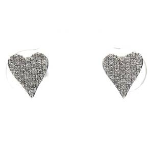 New Glittering Diamond Heart Pave Stud Earrings in 14k White Gold Retail $1,999 VIDEO