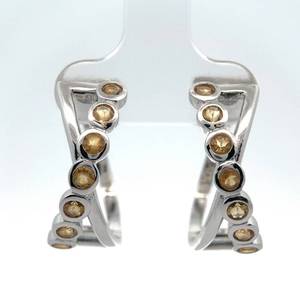 New 0.75 Carat Sunshine Citrine X Hugs Crossover Contemporary Bezel Hoop Earrings Retail $899