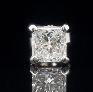 0.55ct-0.60ct Princess Cut Diamond Solitaire Stud Earring in 14k White Gold Retail $1,900 VIDEO