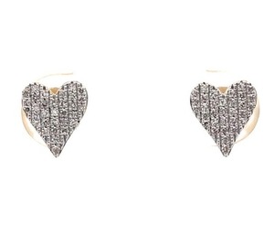 New Glittering Diamond Heart Pave Stud Earrings in 14k Yellow Gold Retail $1,999 VIDEO