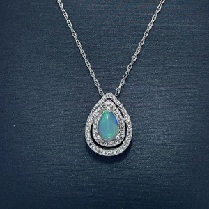 New Diamond Double Raindrop Halo Pear Pendant &amp Singapore Chain Necklace in 14k White Gold Retail $1,825 VIDEO