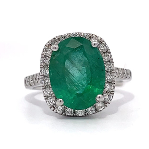 5.07 Carat Oval Emerald & Hidden Halo Diamond Ring in Platinum Retail Replacement Value $17,520 - Trademark Sheffield & Sons VIDEO