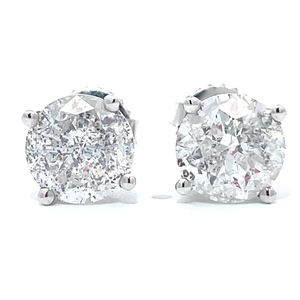 4.06 Carat Round Brilliant Cut Diamond Solitaire Classic Stud Earrings in 18k White Gold w Appraisal Value $15,260 VIDEO