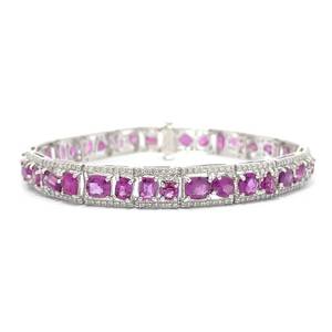 15.72 Carat Extremely Rare NO HEAT Kashmir Pink-Purple Sapphire & Diamond Tennis Bracelet in Platinum GIA Report Appraisal Value $65,840 VIDEO