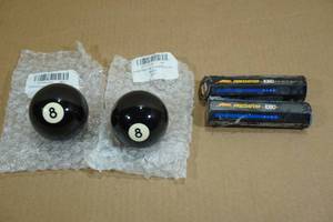 lot 60 image: 2 Predator 1080 Pool Stick Chalk with 2 Eight Balls