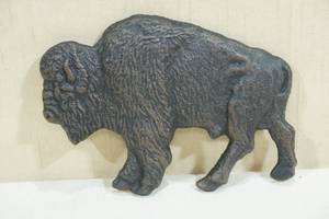 lot 130 image: Cast Metal Buffalo Wall Hanger