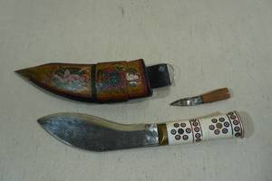 lot 134 image: Indian Theme Knife with Sheath and Miniature Knife