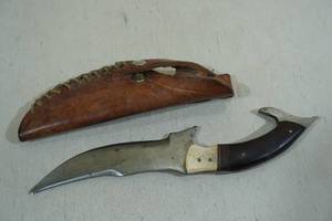 lot 135 image: Stainless Steel Hunting Knife with Leather Sheath
