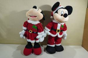 lot 251 image: Disney Mickey and Minnie Mouse Christmas Plush Figures