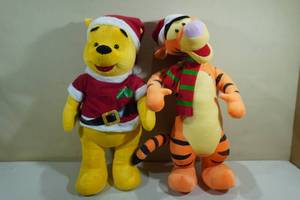 lot 252 image: Disney Winnie the Pooh and Tigger Christmas Plush Figures