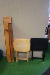 lot 271 image: Wood Shelf with Folding TV Trays