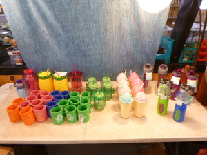 Lot of Party Drinking Glasses and  Cozies