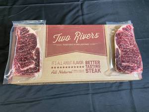 lot 1 image: Case of Two Rivers Beef Ribeye Lip-On Steak 11.70Lbs Pack date 08252023