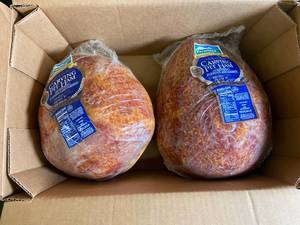 lot 3 image: Hickory Smoked Carving Ham - Case of 2 31.65Lbs Best by 03092023