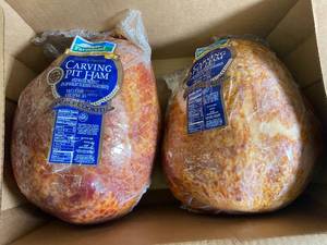 lot 11 image: Hickory Smoked Carving Ham - Case of 2 32.75Lbs Best by 03092023