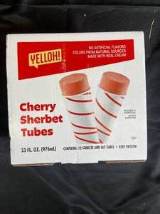 lot 26 image: Yelloh Cherry Sherbet Tubes 33Fl Oz. - 12 Total Tubes