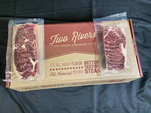 lot 55 image: Case of Two Rivers Beef Ribeye Lip-On Steak 11.60Lbs Pack date 08252023
