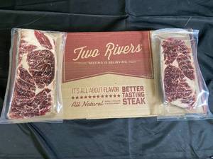 lot 101 image: Case of Two Rivers Beef Ribeye Lip-On Steak 11.10Lbs Pack date 08252023
