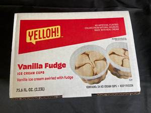 lot 127 image: Yelloh Vanilla Fudge Ice Cream Cups - 24 Cups