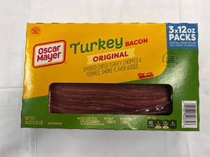 lot 25 image: 3x 12 oz Packages Oscar Meyer Turkey Bacon