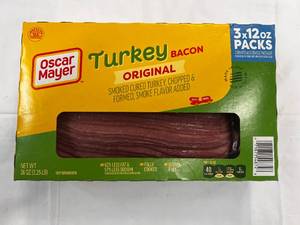 lot 26 image: 3x 12 oz Packages Oscar Meyer Turkey Bacon