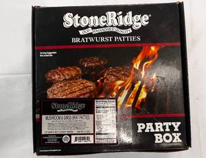 lot 48 image: 1 Party Pack 20ct Mushroom & Swiss  Bratwurst Patties